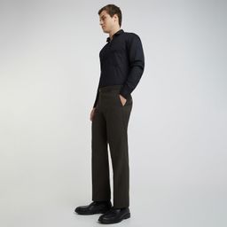 park avenue Men's Regular Fit Solid Pattern Polyester Blend Flat Front Formal Trouser image 5
