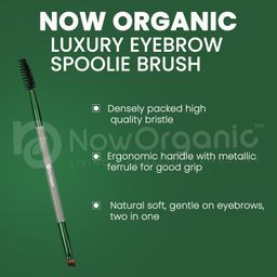 now organic - living a conscious lifestyle Luxury Eyebrow Spoolie Brush – Organic Makeup Brush with Soft Bristles, Premium Wooden Handle, Matte Green Finish – Lash & Brow Grooming Tool image 2