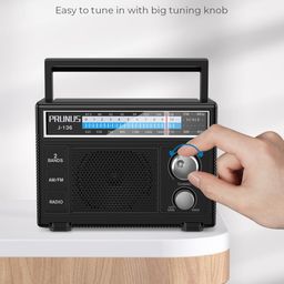 PRUNUS J-136 Portable AM FM Radio with Best Reception,D Battery Operated or Plug in Wall, Transistor Radio,Loud Speaker Support AUX in and Microphone in, Small Radios Portable image 4