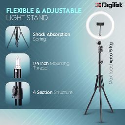 digitek DIGITEK® (DRL-14C) 14 Inch LED Ring Light with 5ft Stand & Smartphone Mount - USB Powered, Color Switch Mode, Brightness Control, Dual Temperature - for Photo & Video Shoots, Makeup, Vlogging! image 5