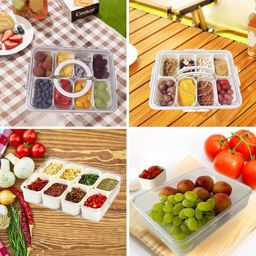 manaraha Snackle Box Container with Lid and Handle,Rotating Snack Spinner, Fridge Organizer and Deli Containers,Kids and Adults Snack Boxes,Spice Tray, Fruit Platter for Party and Picnic (8 Compartments) image 3