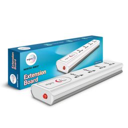 Wipro Extension Board with 4 Universal Sockets & 1 Master Switch | Spike Guard with Indicator | 2 mtr Long Cord | Overload Protection | Multiplug Powerstrip for Home, Office | Grey & White, 220 Volts image 1