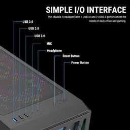 Ant Esports Elite 1100 Mid-Tower Computer Case/Gaming Cabinet - Black | Support ATX, M-ATX, ITX | Pre- Installed 3 x 120mm Front and 1 x 120mm Rear Rainbow Fans image 4
