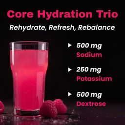 Drink R3 Energy Drink Mix | Electrolyte Powder with 7 Essential Electrolytes ( Na, K, Mg, Cl, Zn, Ca) + Vitamin B Complex (B3, B5, B6, B12) + Vitamin C + Vitamin D | For Hydration & Sustained Energy | Raspberry Flavour | 200 grams image 4