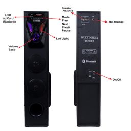 toplus Avenger Bluetooth Tower Speaker (Black) Mic, LED Display, USB, Home Theatre 80 W image 4