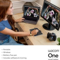 Wacom CTC 4110 One Small Bluetooth Graphics Drawing Tablet, 7.4 x 5.6 inch; Compatible with Chrome, Mac, Windows & Android for Digital, Photo Editing, Design; Includes Creative Software & Training image 2