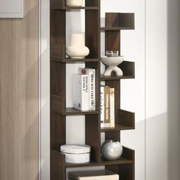 DeckUp Nobu Engineered Wood Book Shelf and Display Unit (Walnut, Matte Finish) image 1