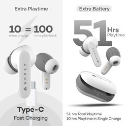 Boult Z20 Truly Wireless Bluetooth Ear Buds with 51H Playtime, Zen™ Calling ENC Mic, Made in India, Low Latency Gaming, Touch Controls, Rich Bass Drivers, TWS Earbuds Bluetooth Wireless (Ivory White) image 5