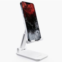 Ambrane Mobile Holding Tabletop Stand, 0-135 Perfect View, Height Adjustment, Wide Compatibility, Multipurpose, Anti-Skid Design (Twistand, White) image 1