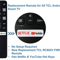 Smartby Remote Control (Rc802V Fnr1) Replacement For All Tcl Android 4K Uhd Smart Tv Without Voice Command,Black image 2