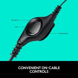 Logitech H390 Wired On Ear Headset for PC/Laptop, Stereo Wired Headphones with Noise Cancelling Microphone, USB-A, in-Line Controls, Works with Chromebook - Black image 4