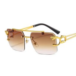 dervin Retro Rimless Diamond Cut Rectangular sunglasses for Men and Women image 3