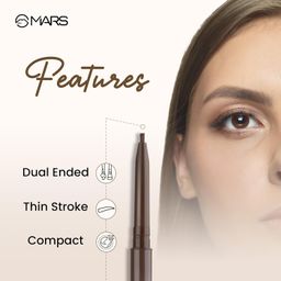 MARS OH Brow Eyebrow Pencil | Micro Precision Retractable with a Spoolie | Highly Pigmented | Smudge Proof & Water Resistance | Long-Lasting | Lightweight Eyebrow Pencil (0.1 gm) (Dark Brown) image 3