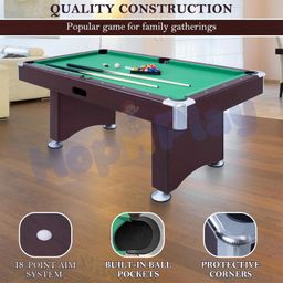 Hop N Play 6ft Portable Pool Table Set with Automatic Ball Return, Heavy-Duty Snooker Game Table with Leg Levelers, Cues, Balls, Triangle, Chalks and Brush for Adults Kids Home Game Room image 4