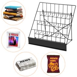 QWORK 4-Tiered Metal Book Display Stand – 18.4 x 16.6 x 14.5, Book Signing Wire Rack, Space-Saving Tabletop Cd Display Countertop Magazine Rack for Picture Literature Brochure Library Classroom image 3