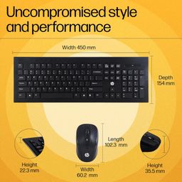 HP USB Wireless Spill Resistance Keyboard and Mouse Set with 10m Working Range 2.4G Wireless Technology / 3 Years Warranty (4SC12PA), Black image 3