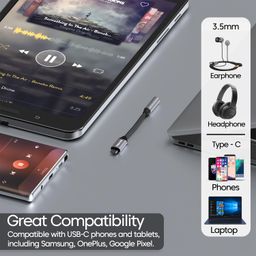 Sounce Type C to 3.5mm Portable Audio Aux Adapter, Connector, Built-in DAC, Braided Cable, Compatible with iPhone 16 Series /15 Series, Galaxy S25/S24 Ultra/S24 & Other Type C Phones image 5