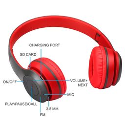 icall name of trust Best Sound Quality Latest P47 with Mic & SD Card Support 6 Hour Battery Backup Bluetooth Headset (On The Ear) (Red) image 2