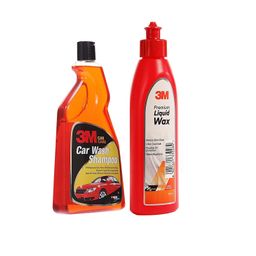 3M Combo of Car Shampoo (1 L) and Liquid Wax | Remove Dirt with High Foam Shampoo | Restore Gloss with car Liquid Wax image 1