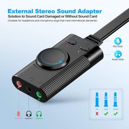 makworld TecRise External USB Sound Card, Audio Adapter 3.5mm AUX Microphone Jack for Gaming Headset Earphone PS4 Laptop Desktop Windows Mac OS Linux etc image 2