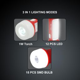 IBELL El8428Sl 2-in-1 Emergency Light, High Lumen Rechargeable with Flashlight/Torch, 15W Led Hand Lamp, 3 Light Modes (Red) image 4