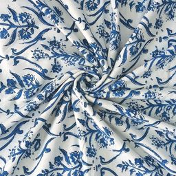 BLOCKS OF INDIA Hand Block Printed Cotton Single Size Reversible Malmal Dohar for Summer(Blue & White) image 4