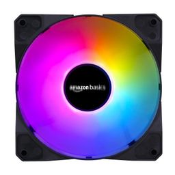Amazon Basics Computer Cabinet/Chassis FRGB Case Fan, 120 mm, 1100 RPM High speed, RGB With 48 CFM Airflow, Hydro bearing, Silent Cooling, EVA Padding, 4 - Pin Molex, Black image 1
