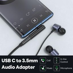teqneq One Plus (Pack 2) USB C to 3.5mm Audio Adapter – Type-C to AUX Headphone Jack Dongle with DAC Chip | Right Angle Connector | Compatible with One Plus, Oppo, Vivo, iPad Pro – Black image 2