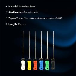 Waldent K-Flex Root Canal Files 25mm Assorted (#15-40) | Flexible NiTi Endodontic Files for Dental Use | Root Canal Files | Root Canal Treatment | Files for Dentists | Durable NiTi Endo Files image 5