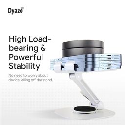 Dyazo Metal Foldable Mobile Stand |Mobile Holder with 360° Rotating Base| Adjustable Angle & Height Levels|Robust Structure|Compatible for All Smart Phone Upto 9 inches -(Grey) image 4