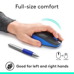 Logitech M190 Wireless Mouse,Full Size Ambidextrous Curve Design, 18-Month Battery with Power Saving Mode, USB Receiver, Precise Cursor Control + Scrolling, Wide Scroll Wheel, Scooped Buttons -Blue image 2
