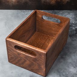 Insight Arts Nesting Wooden Crates, Wood Crate Box with Handle, Rustic Brown Decorative Wood Storage Crates Container, Stackable Cube Basket Bins Organizer for Home (Dark Brown) image 3