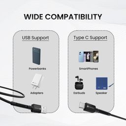 Portronics Konnect X USB to Type C Cable with 3A Output, Fast Charging & Data Transfer, Nylon Braided, Aluminium Alloy Shell, 1M Length compatible with Type C Smartphones(Black) image 4