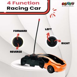Gooyo 6328-4 Battery Operated 3D Lights Famous Remote Control High Speed Racing Car Toy for Kids | Orange Color, Power Source: 3xAA Battery in Car & 2xAA Battery in Remote Controller (Not Included) image 4