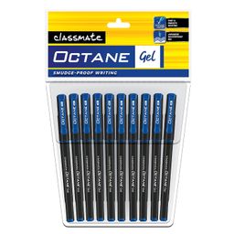Classmate Octane- Blue Gel Pens (Pack of 10)|Smooth Writing Pens|Water-Proof Ink for Smudge-Free writing|Preferred by Students for Exam & Class Notes|Study at Home Essentials image 1
