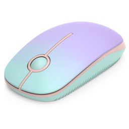 Unipows Wireless Mouse - 2.4G Slim Portable Computer Mouse with Nano Receiver, Less Noise Mobile Optical Mice for Notebook, PC, Laptop, Computer, Mac (Gradient Mint Green to Purple) image 1