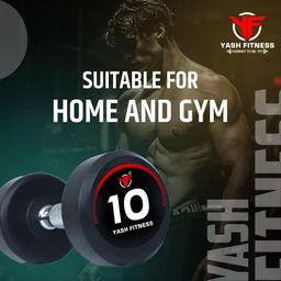 yfit YASH FITNESS 20 Kg Rubber Professional Bouncer Dumbbell Set - Fixed Weight for Home and Gym Training (10KG×2) image 3
