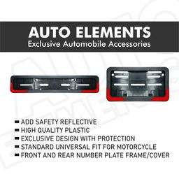 Auto Elements Bike Number Plate Frame with Reflector Motorcycle Licance Plate Guard Protector Safety Reflect in Night (Front and Back Universal Size for Bikes) image 3