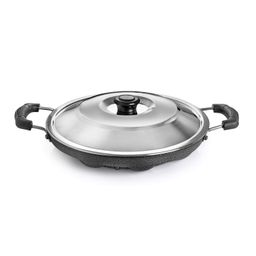 CELLO Non-Stick 12 Cavity Grill Appam Patra 2 Side Handle with Stainless Steel Lid | Appam Maker | Appam Patra | Appam pan | Litti Maker | Appe Stand image 4