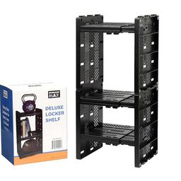 storagemax Deluxe Locker Shelf, Locker Organizer with 3 Adjustable Shelves for Work and School Lockers, Black image 1