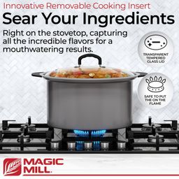 magic mill Magic Mill, Extra Large 10 Litre Metal Searing Pot with Clear Tempered Glass Lid Multipurpose Slow Cooker Lightweight Pot Can Be Placed Safely on the Flame image 2
