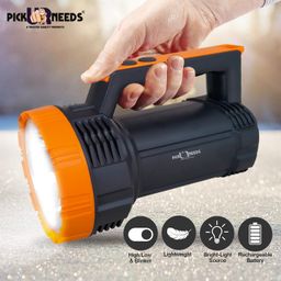 Pick Ur Needs Long Range Power Search Light Emergency Rechargeable100w Bright Waterproof LED Torch Laser (Orange)3000 Lumens image 3