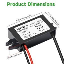 acridine 1 Pack 12V/24V to 5V USB C Buck Converter 3A 15W Type C Output Charging Module Waterproof Buck Power Adapter Compatible with Raspberry Pi 4, Cell Phone image 3