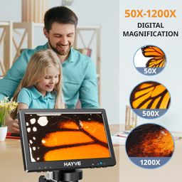 7" LCD Digital Microscope, 1200X Magnification for Coin PCB Circuit Repair Soldering, 12MP Camera Sensor Coin Microscope，32GB TF Card，Wired Remote, 10 LED Light, Compatible with Windows/Mac OS image 4