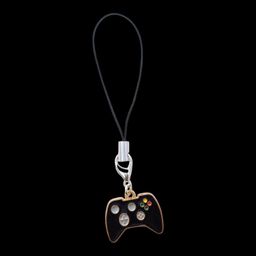 Gaming Controller Phone Charm, Black Console Gamepad Pendant with Cord Strap image 2