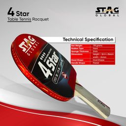 STAG Global 4 Star Table Tennis Racket | Lightweight Professional TT Racket | ITTF Approved Rubber | High Spin, Power & Control | Durable Paddle for Recreational & Advanced Players image 2
