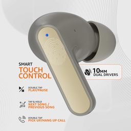 amazon basics TWS in-Ear Earbuds (AB-A8) with Fast Charging up to 50 Hours of Playtime | Dual 10mm Driver | IPX4 Water-Resistance | Bluetooth 5.3 | Charging Case with Mic | Touch Control (Beige) image 3