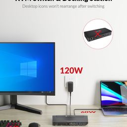 v av access AV Access 4×1 4K USB-C Docking Station & HDMI KVM Switch with USB 3.0, Supports 60W Charging for Laptop, 4K@60hz, EDID Emulation, Hotkey or IR Remote, USB 3.0 Hub for 4X PCs Share 1 Keyboard&Mouse image 3