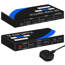kvm Switch displayport kvm Switch 1 Monitors 2 Computers 8K@60HZ，4K@120HZ，4 Port USB3.0（with 1 USB C,displayport kvm switches,dp kvm Switch 2 Computers 1 Monitor,Supports Multiple Operating Systems. image 1