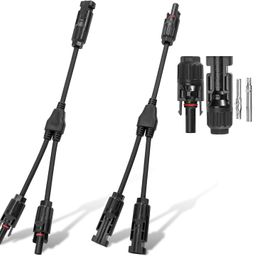 abonix MC4 Solar Connector Y Branch Connector with MC4 Connector Pair for Parallel Connection Between Solar Panels |Color Black| (Pack of 1+1 Pair Set) image 1